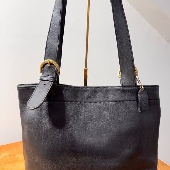 COACH SOHO WAVERLY Tote Bag Vintage Leather Black 4140 - Picture 4 of 12